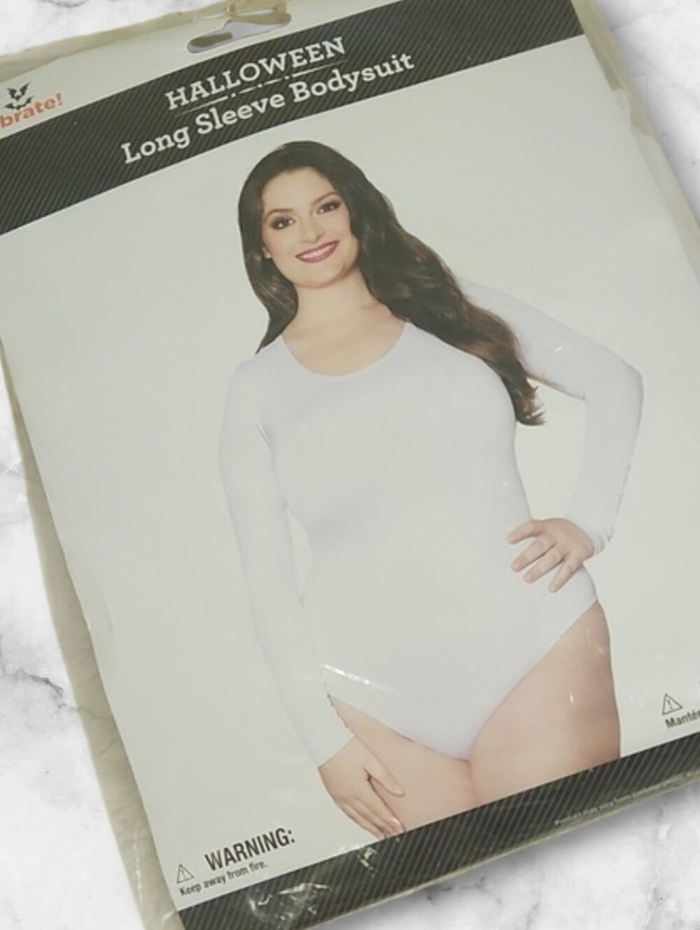 Women's Halloween Long Sleeve Bodysuit White Sz 2XL / NWT